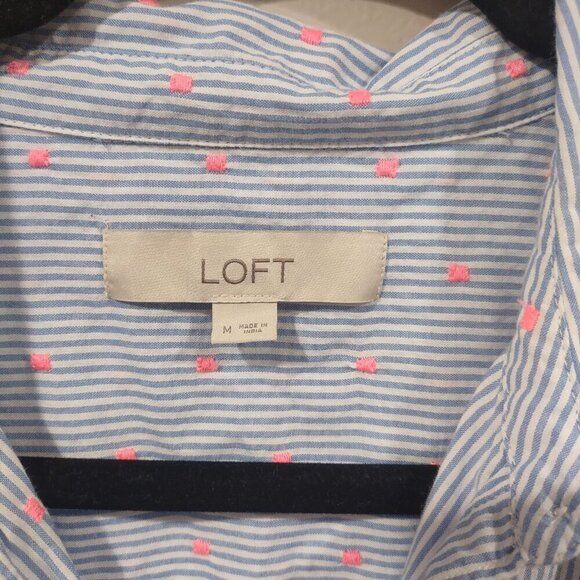 Women's LOFT Dot Stripe Dolman Henley Shirt Size Medium - 3FOR$25 - - Picture 4 of 9